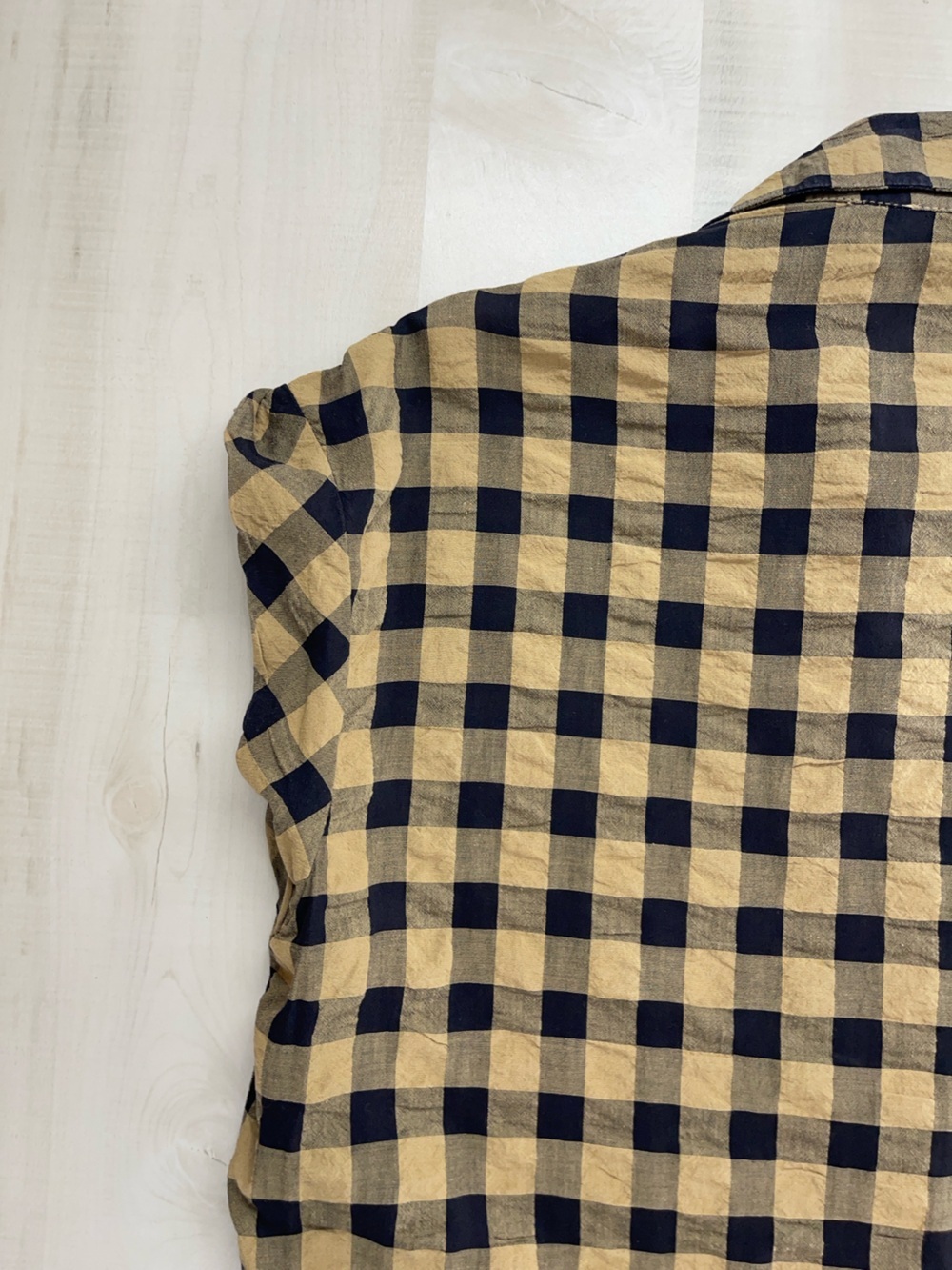 HARSHMAN plaid shirt dress textured small lagenlook - Picture 6 of 7